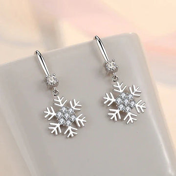 Temperament Snowflake Earrings With Rhinestones Fashion