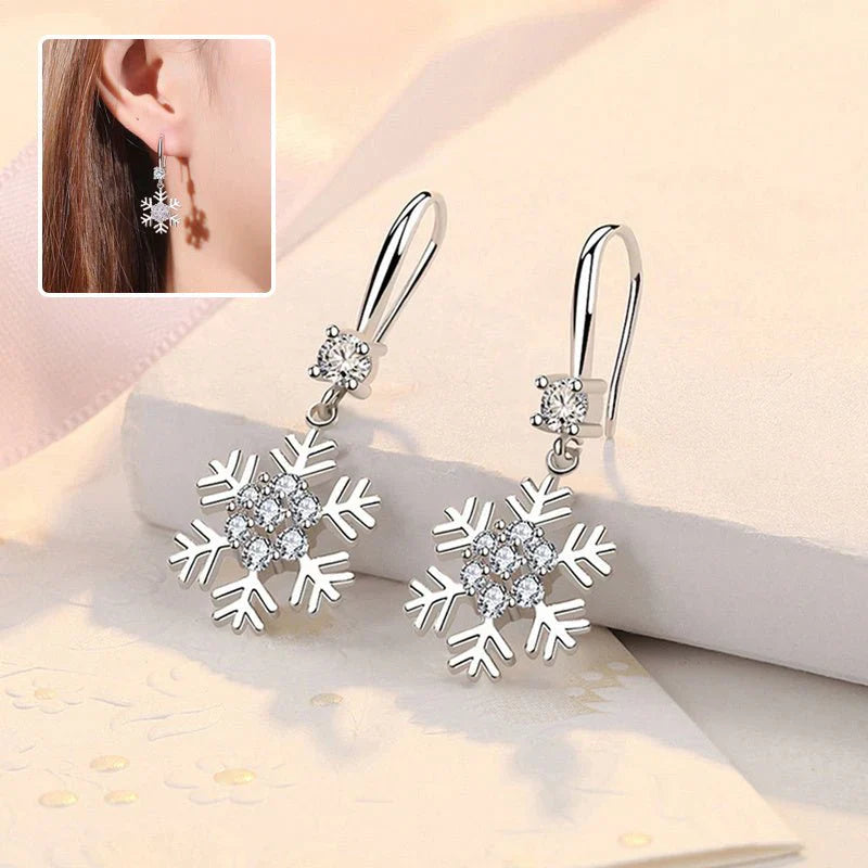 Temperament Snowflake Earrings With Rhinestones Fashion