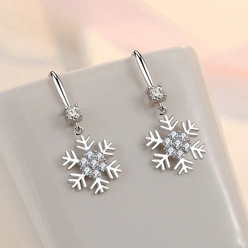 Temperament Snowflake Earrings With Rhinestones Fashion